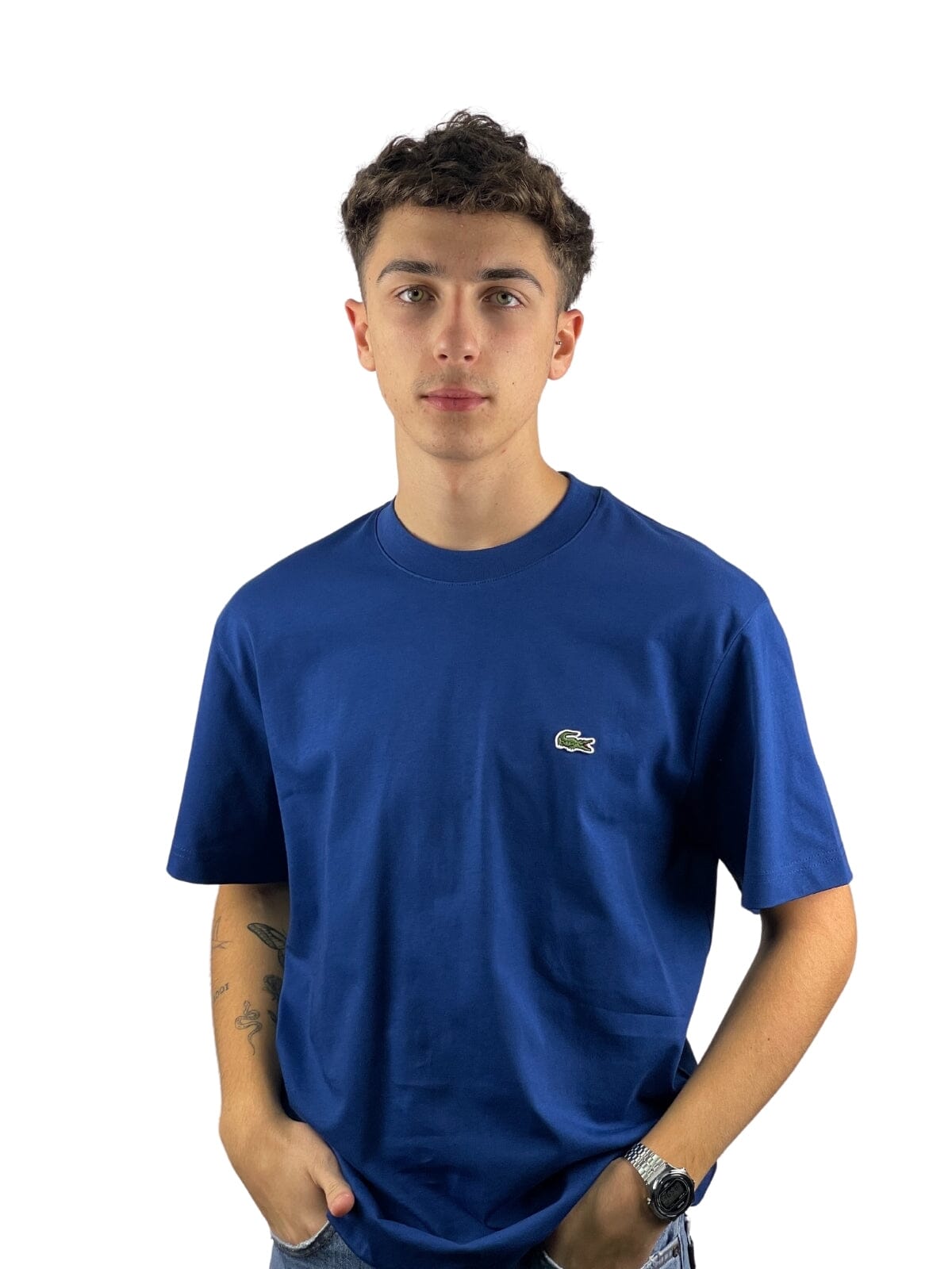 Camiseta Lacoste Corte Clásico Algodón Azul