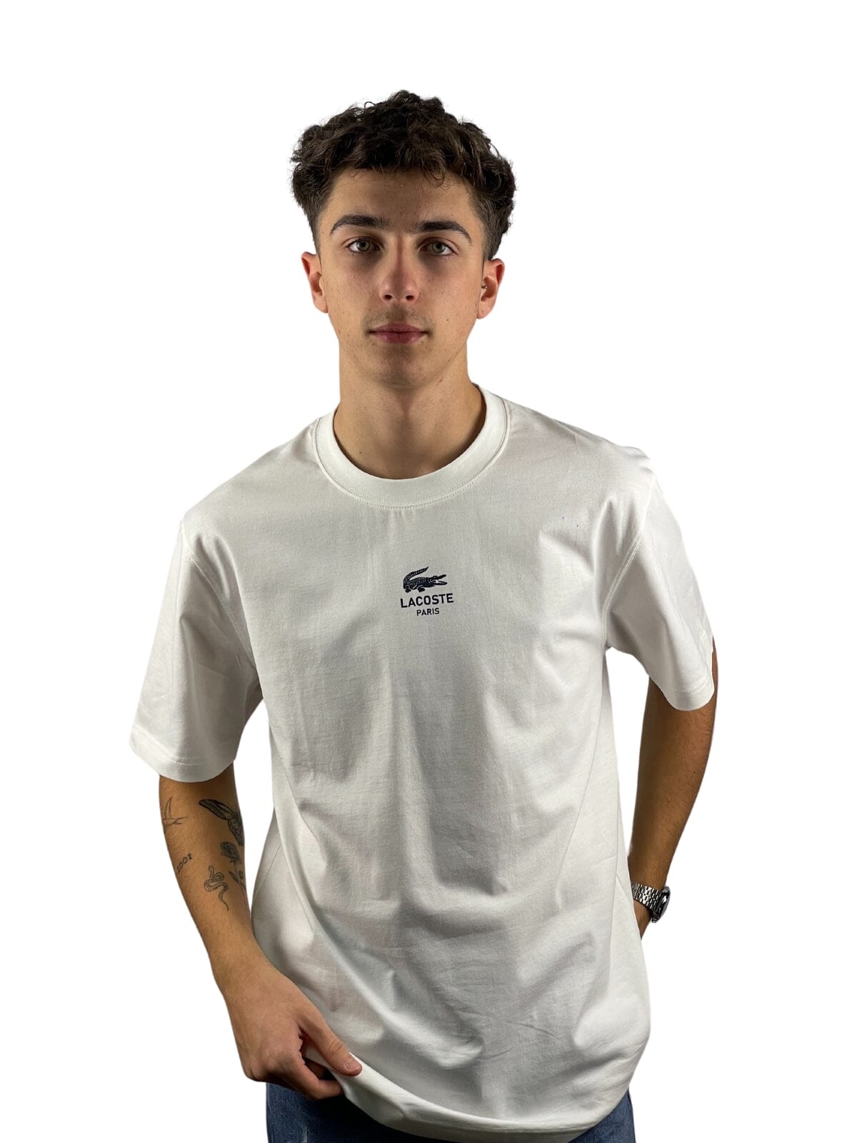 Camiseta LACOSTE CLÁSICA CON ESTAMPADO/Blanca