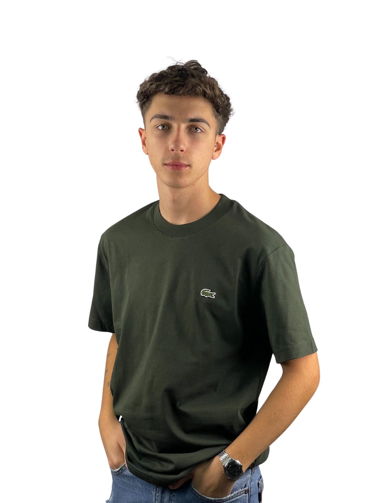 Camiseta Lacoste Corte Clásico Verde/Caza