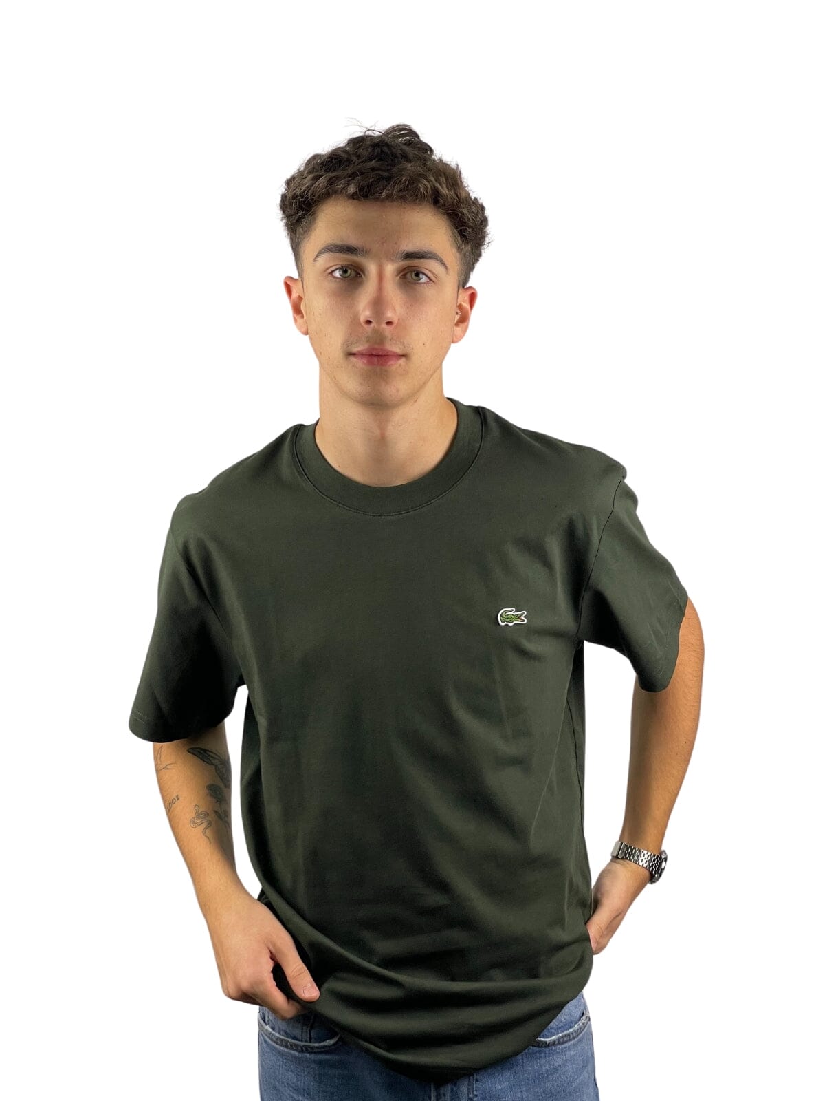 Camiseta Lacoste Corte Clásico Verde/Caza